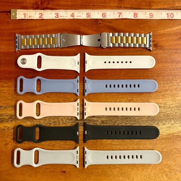 6 - 38/40mm Apple Watch Bands - Silicone and Gold/Silver Stainless Steel - Picture 4 of 6